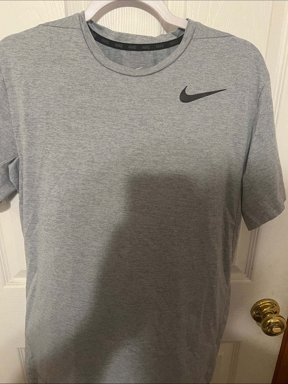 Nike Heather Gray Short Sleeve Performance Tee with Black Swoosh
